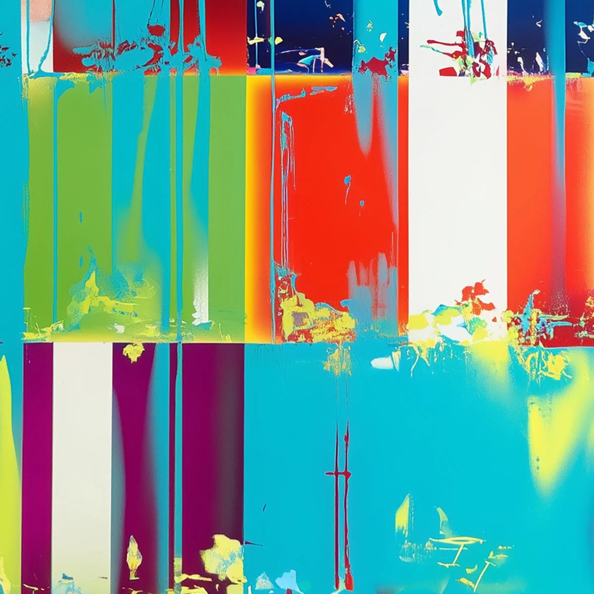 PIXELATED PARADISE: Vibrant Abstract Glitch Art Oil Painting | multi-color palette, original oil on stretched canvas art
