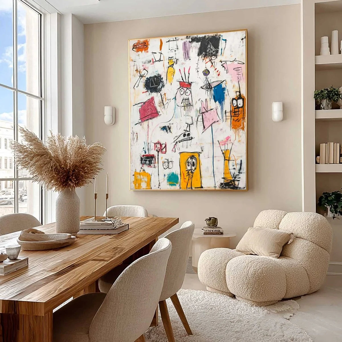 PLAYFUL GRAFFITI: Abstract Figurative Oil Painting | Figurative mood, soft natural light studio shot