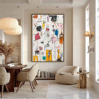 PLAYFUL GRAFFITI: Abstract Figurative Oil Painting | multi-color palette, original oil on stretched canvas art