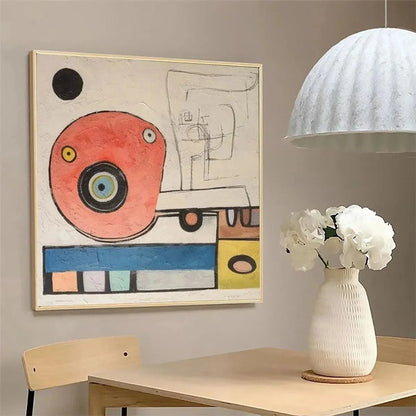 PLAYFUL TRUCK: Whimsical Abstract Painting, Square Wall Art | Abstract closeup, raised brushwork detail