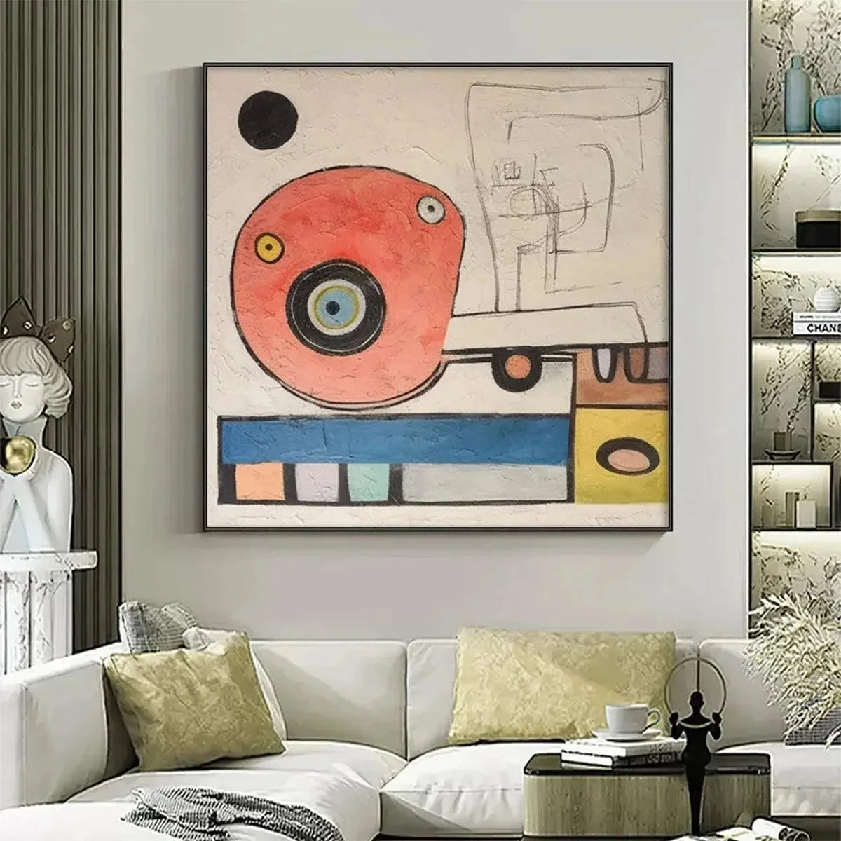 PLAYFUL TRUCK: Whimsical Abstract Painting, Square Wall Art | Abstract mood, soft natural light studio shot