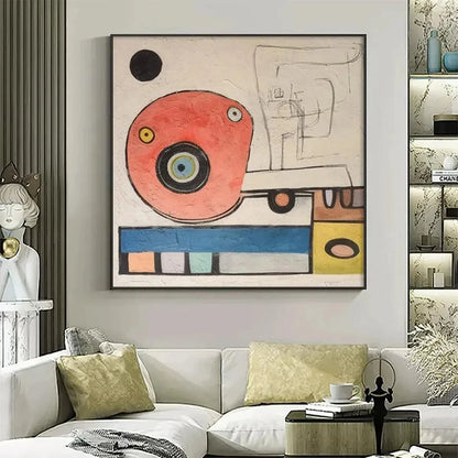 PLAYFUL TRUCK: Whimsical Abstract Painting, Square Wall Art | Abstract mood, soft natural light studio shot