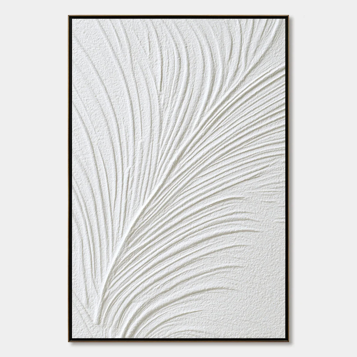 PLUME: Textured Minimalist Wabi Sabi Feather Painting | hanging in living room, Minimalist wall art