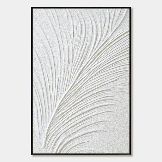 PLUME: Textured Minimalist Wabi Sabi Feather Painting | hanging in living room, Minimalist wall art