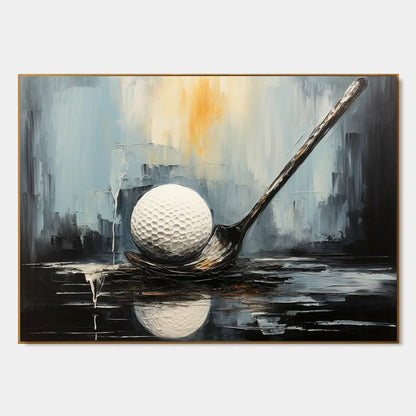 POISED: Textured Minimalist Golf Still Life Oil Painting | hanging in living room, Minimalist wall art