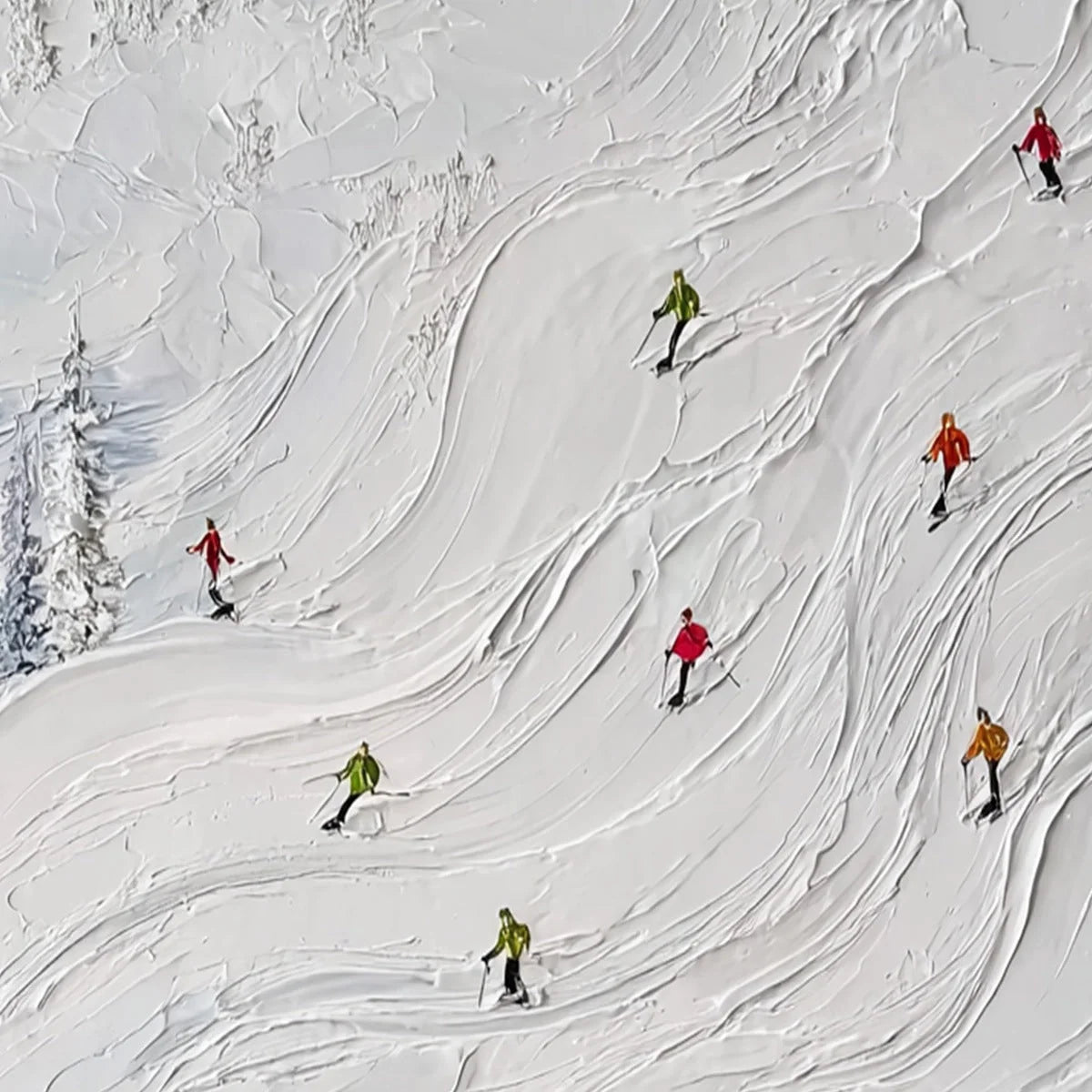 POWDER DAY: Textured Impasto Ski Slope Wall Art | rolled canvas, ready for custom framing