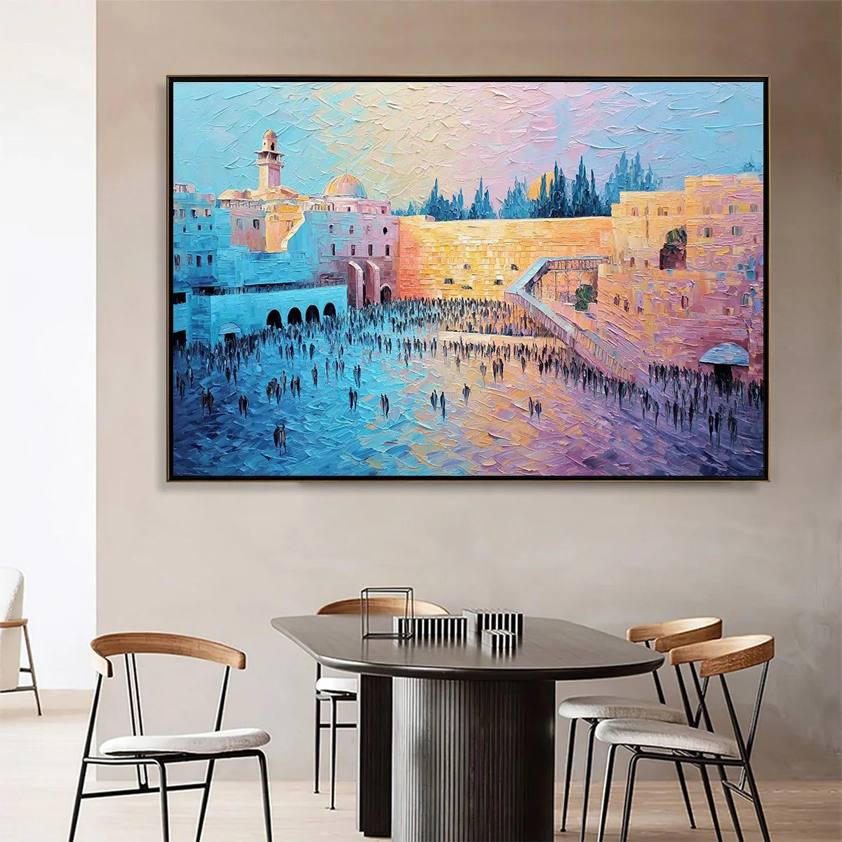 ETERNAL PRAYER: Textured Impasto Painting of Jerusalem's Western Wall | Abstract closeup, raised brushwork detail