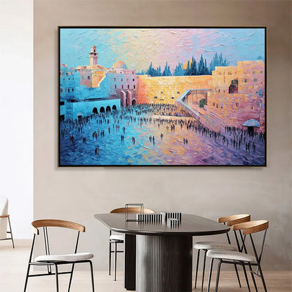 ETERNAL PRAYER: Textured Impasto Painting of Jerusalem's Western Wall | Abstract closeup, raised brushwork detail