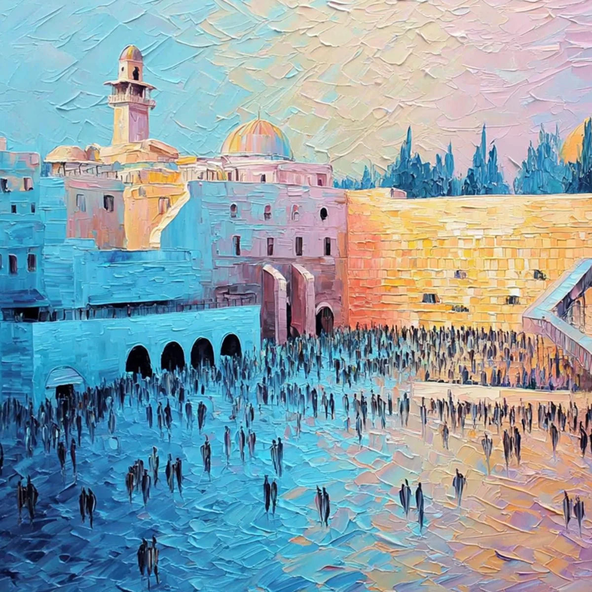ETERNAL PRAYER: Textured Impasto Painting of Jerusalem's Western Wall | rolled canvas, ready for custom framing