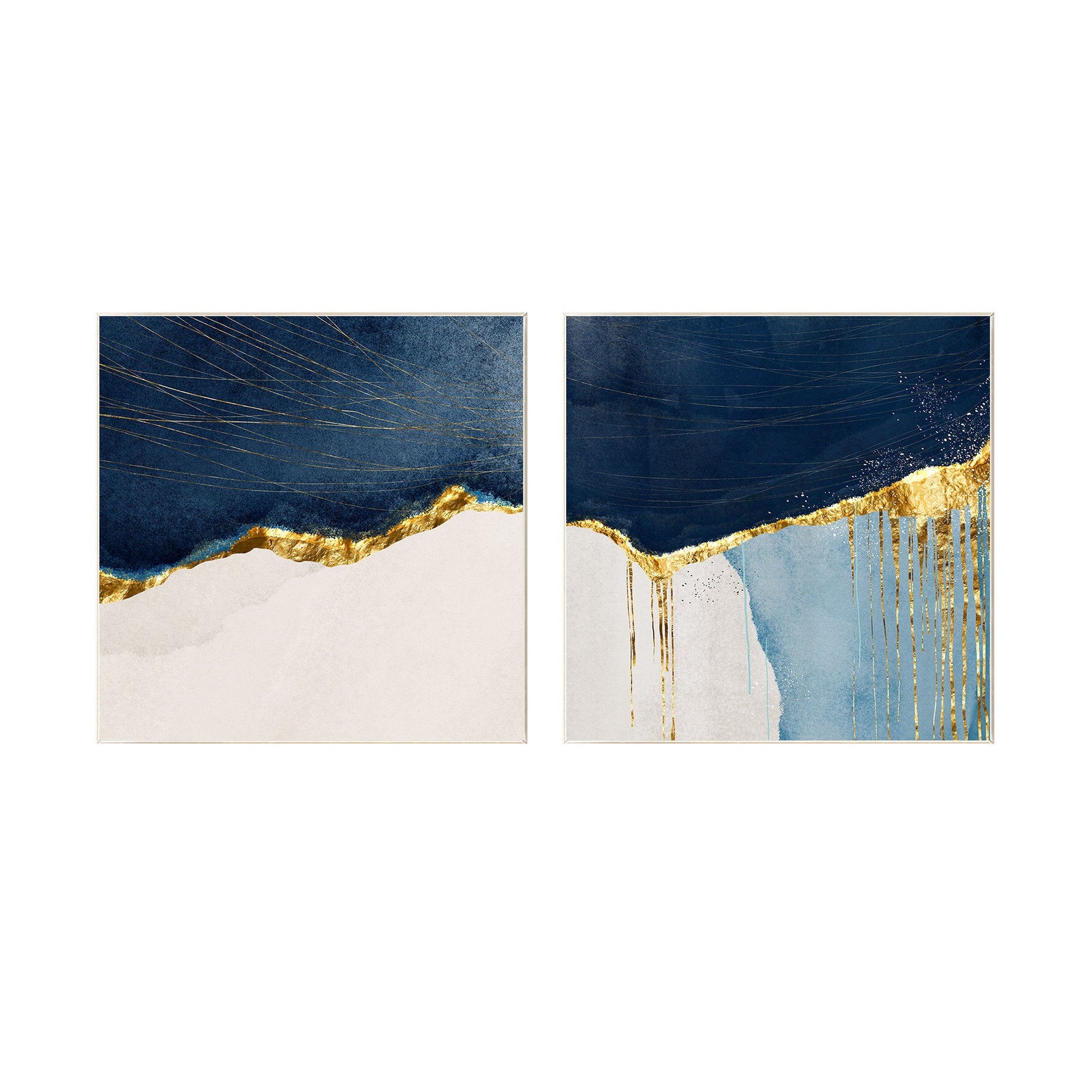 Printable wall art framed 2 pieces navy blue gold wall art print on canvas print #8