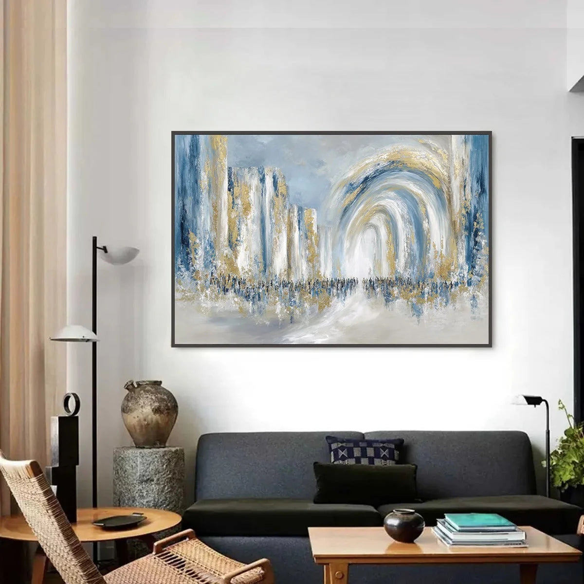 PROCESSION: Textured Abstract Painting of a Golden Journey | Abstract closeup, raised brushwork detail