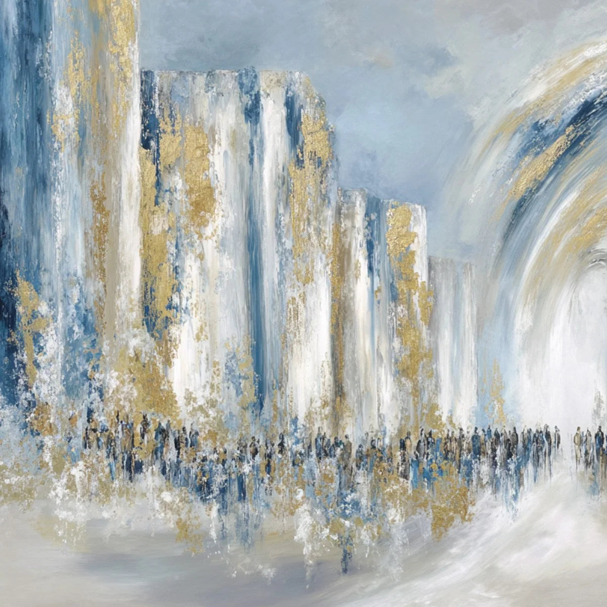 PROCESSION: Textured Abstract Painting of a Golden Journey | rolled canvas, ready for custom framing