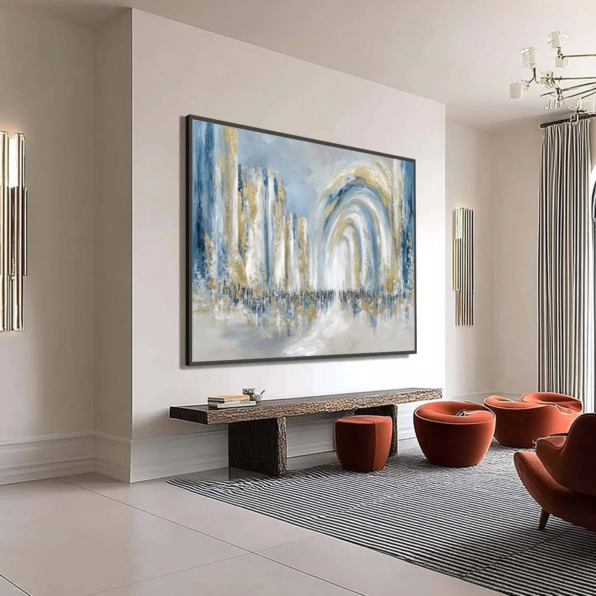 PROCESSION: Textured Abstract Painting of a Golden Journey | yellow palette, original oil on stretched canvas art