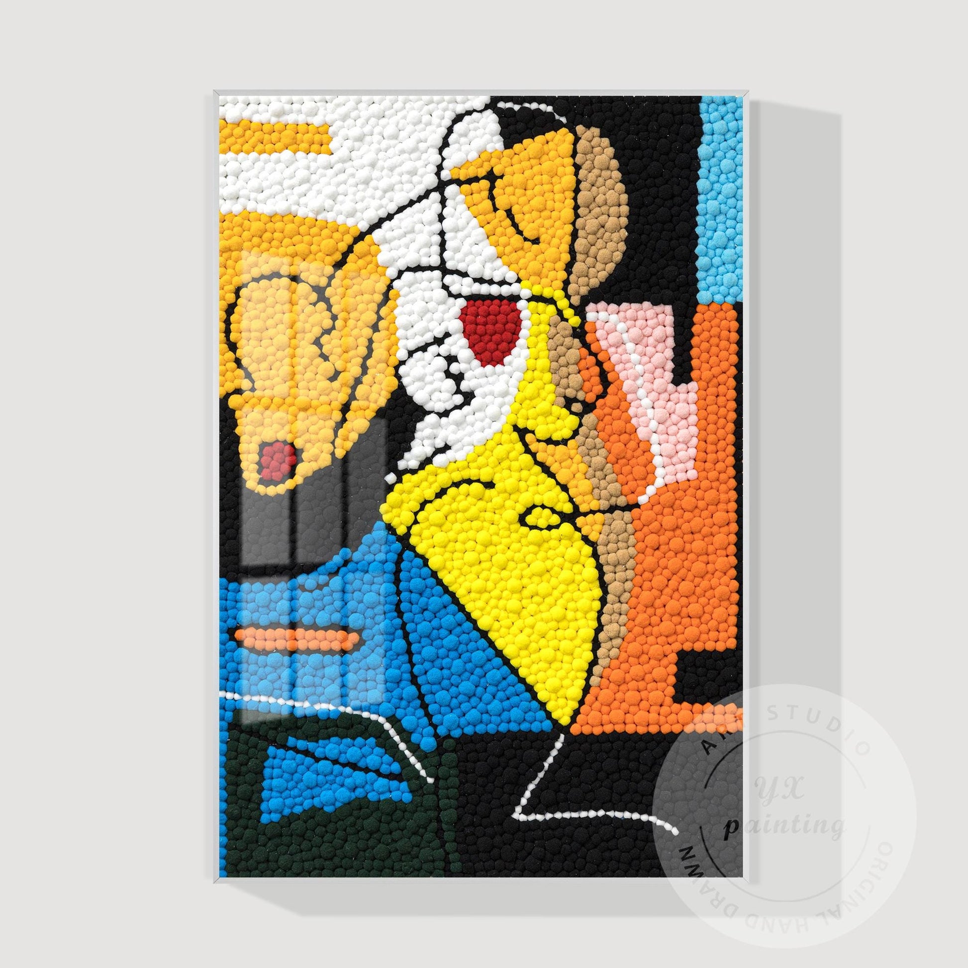 Punch Needle Heart Art, Picasso-Inspired Tufted Yarn Painting, Handmade Mid-Cent #10