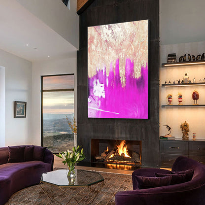 Purple Gold Foil Abstract Painting: Large Modern Wall Art #2