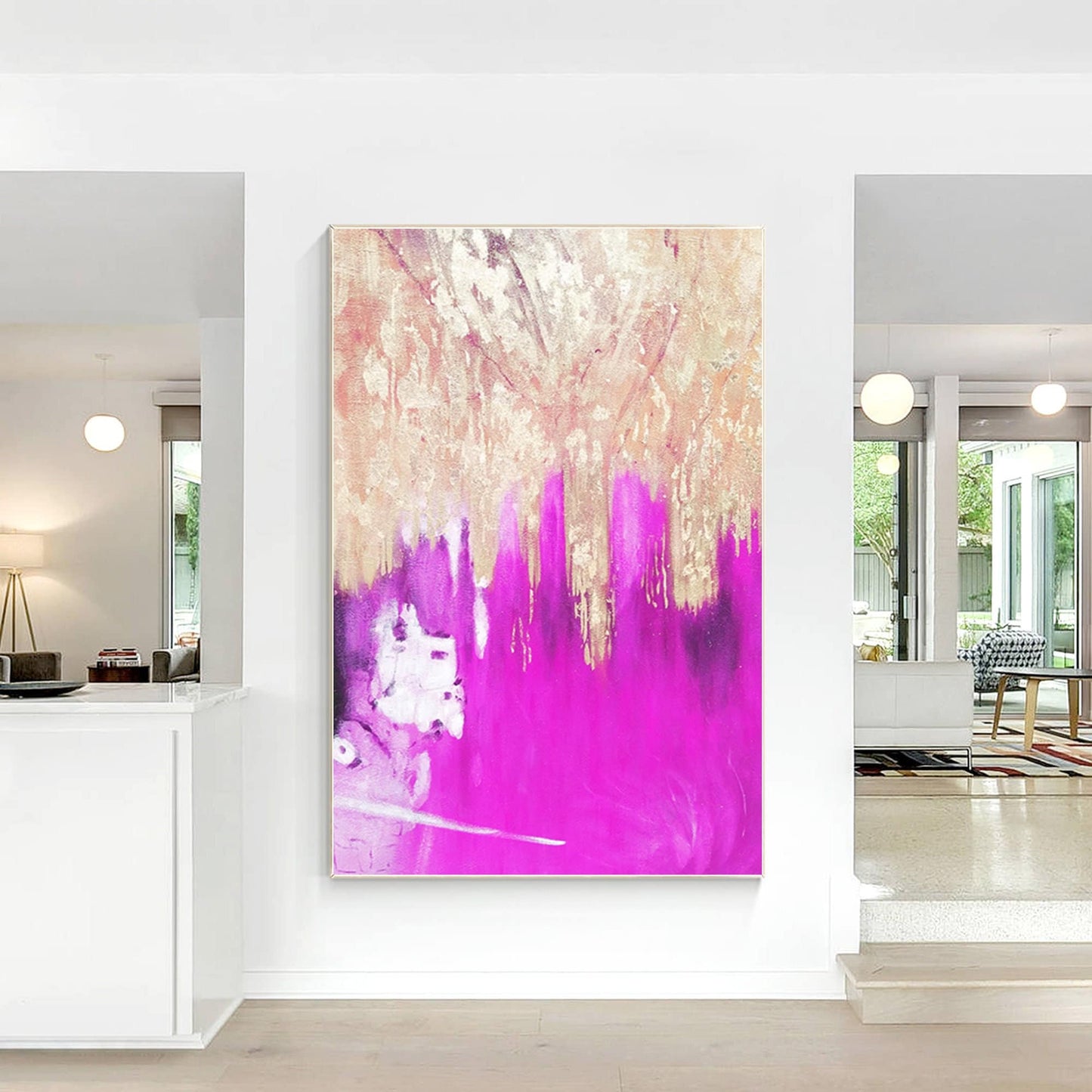 Purple Gold Foil Abstract Painting: Large Modern Wall Art #1