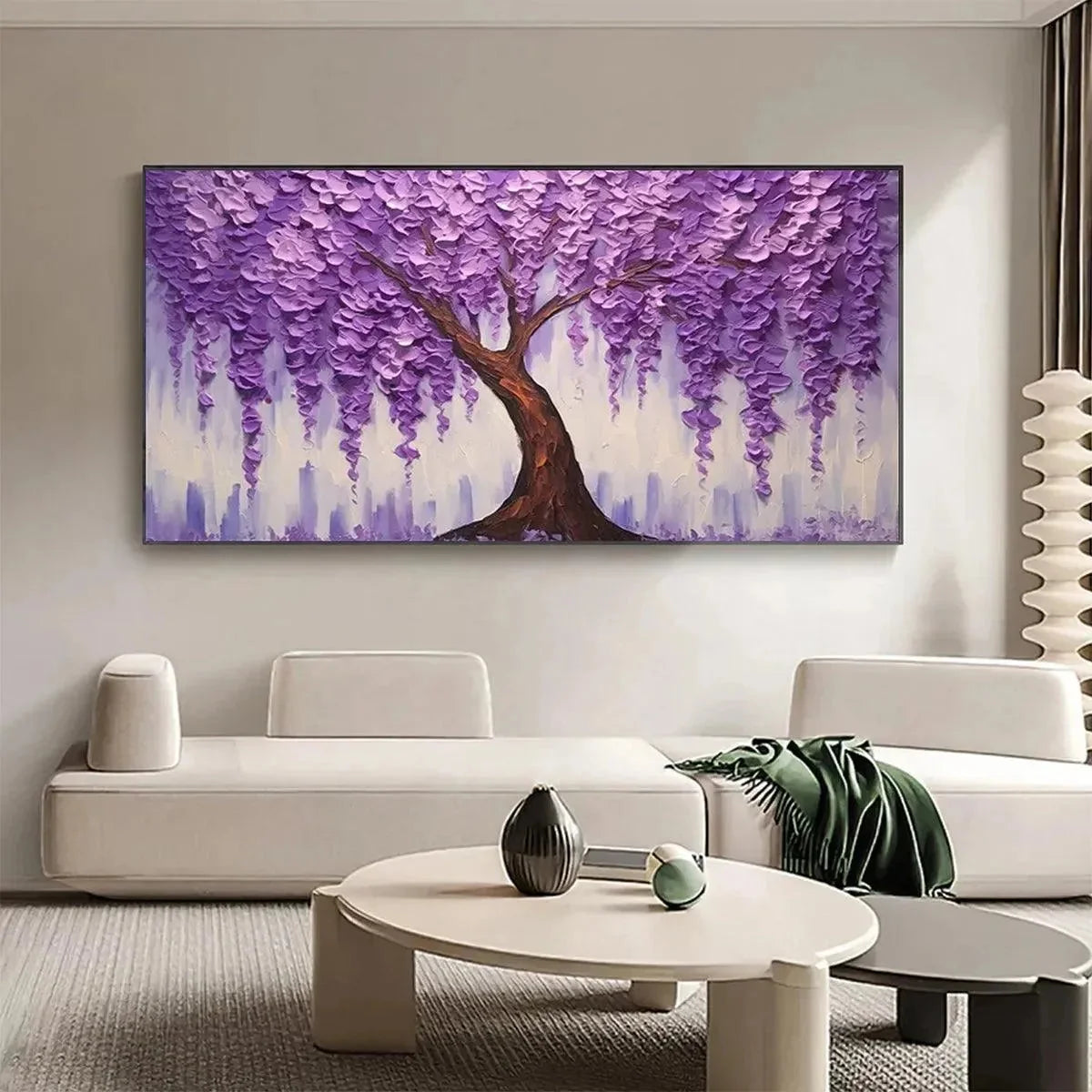 PURPLE WISTERIA: Textured Floral Painting in Purple | Abstract closeup, raised brushwork detail