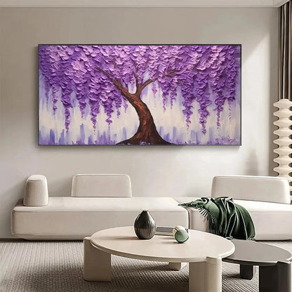 PURPLE WISTERIA: Textured Floral Painting in Purple | Abstract closeup, raised brushwork detail