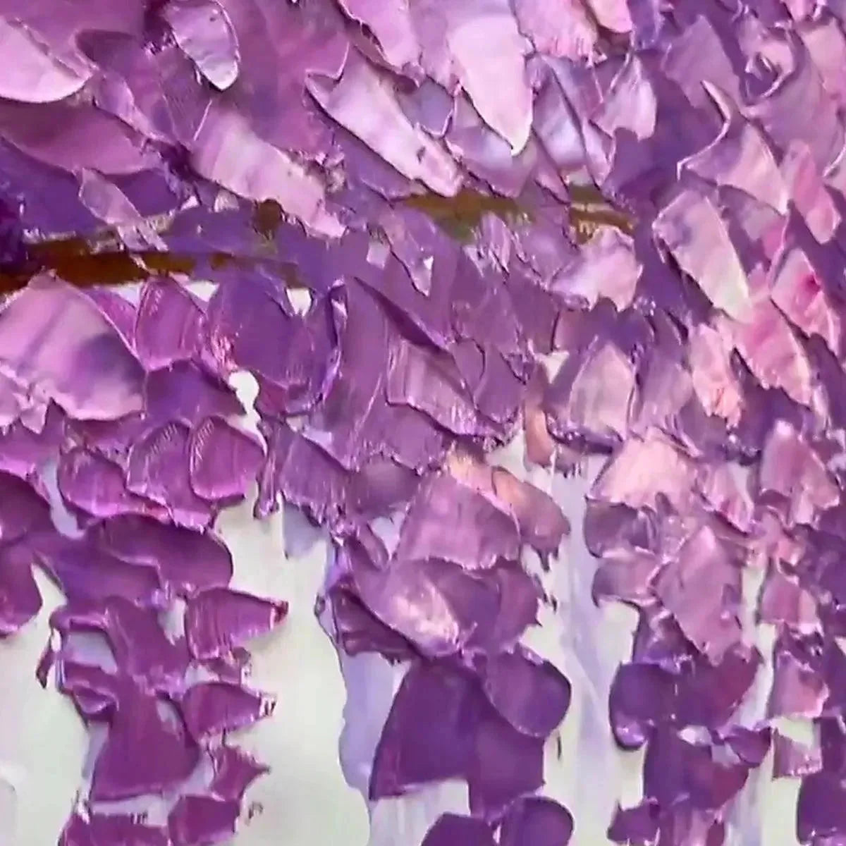 PURPLE WISTERIA: Textured Floral Painting in Purple | rectangular format, hand-painted canvas edge