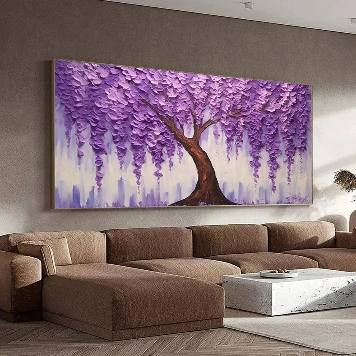 PURPLE WISTERIA: Textured Floral Painting in Purple | rolled canvas, ready for custom framing