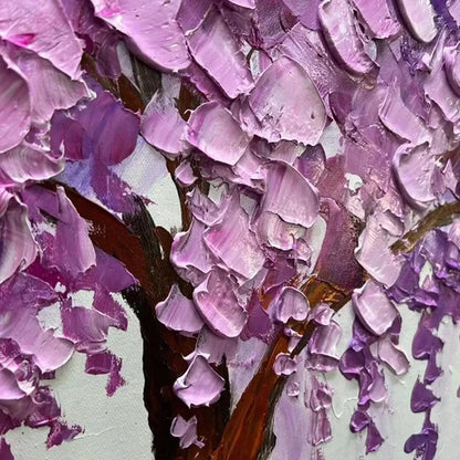 PURPLE WISTERIA: Textured Floral Painting in Purple | multi-color palette, original oil on stretched canvas art