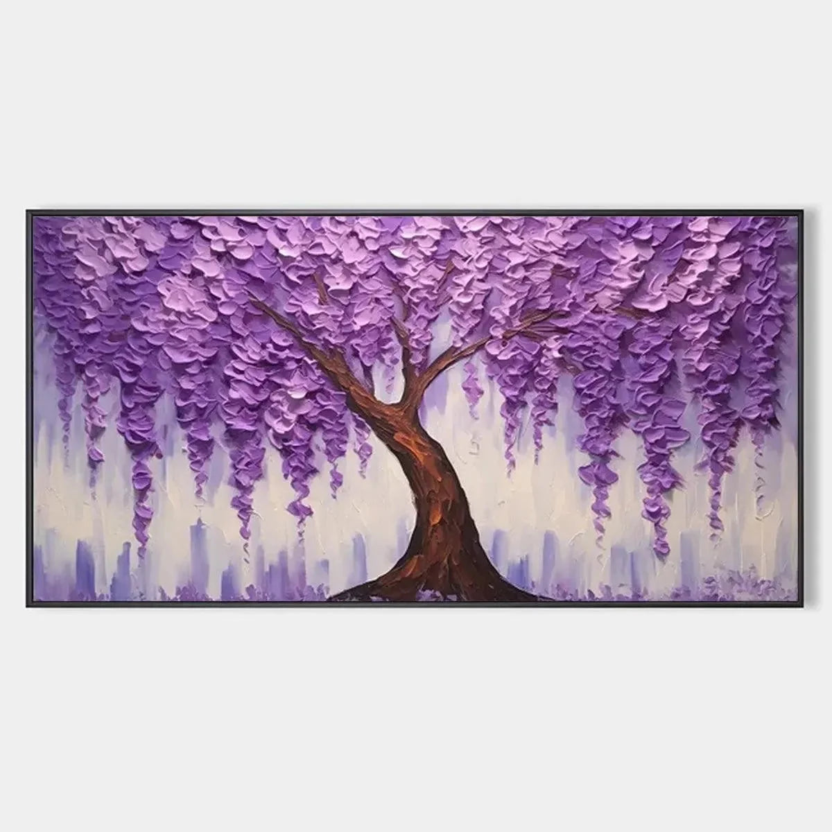 PURPLE WISTERIA: Textured Floral Painting in Purple | hanging in living room, Abstract wall art