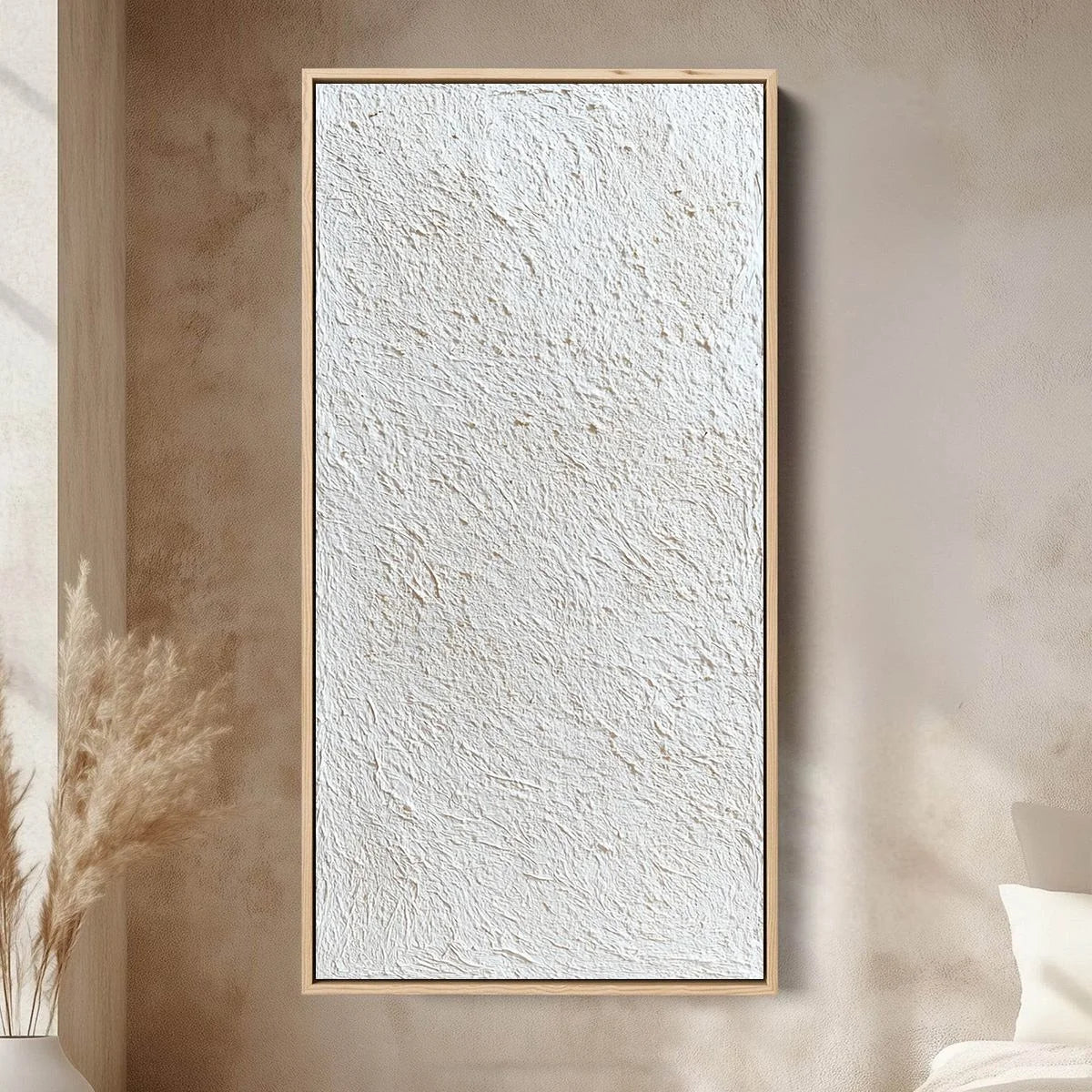 QUIET CANVAS: Textured Minimalist Wabi Sabi Painting | Minimalist closeup, raised brushwork detail