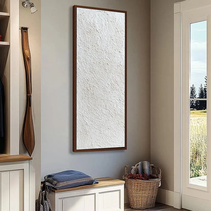 QUIET CANVAS: Textured Minimalist Wabi Sabi Painting | black frame version on white wall
