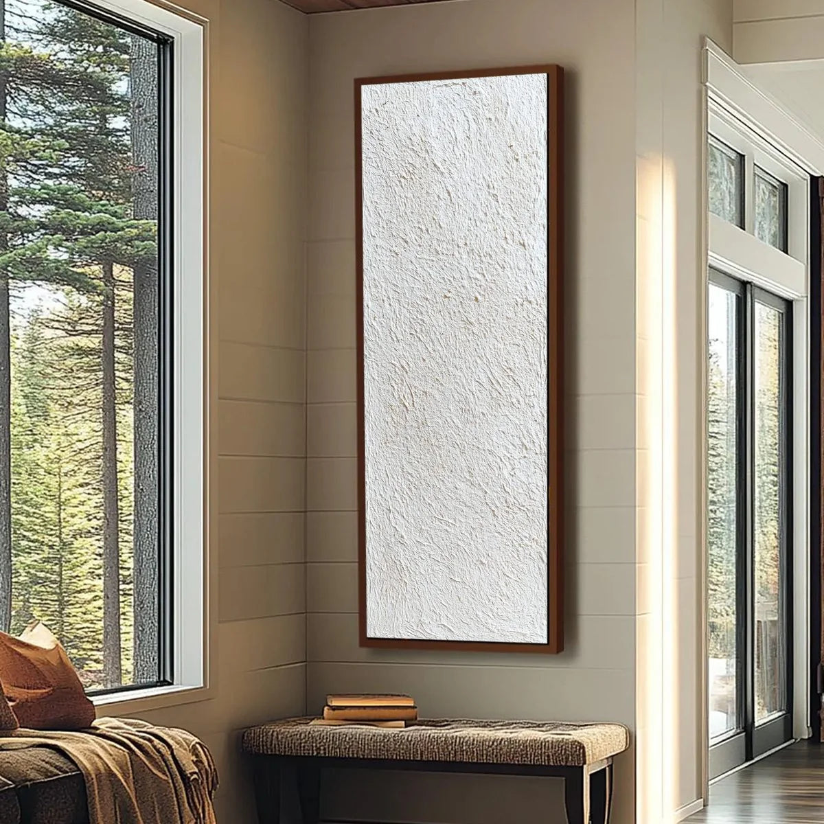 QUIET CANVAS: Textured Minimalist Wabi Sabi Painting | Minimalist mood, soft natural light studio shot