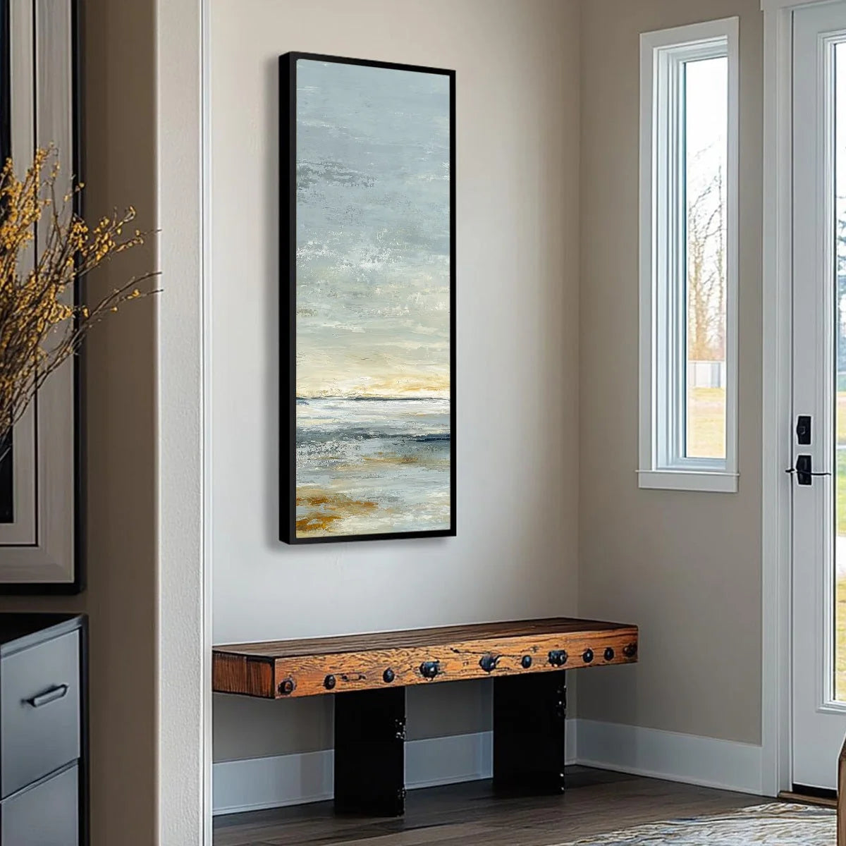 QUIET HORIZON: Textured Minimalist Wabi Sabi Seascape | multi-color palette, original oil on stretched canvas art