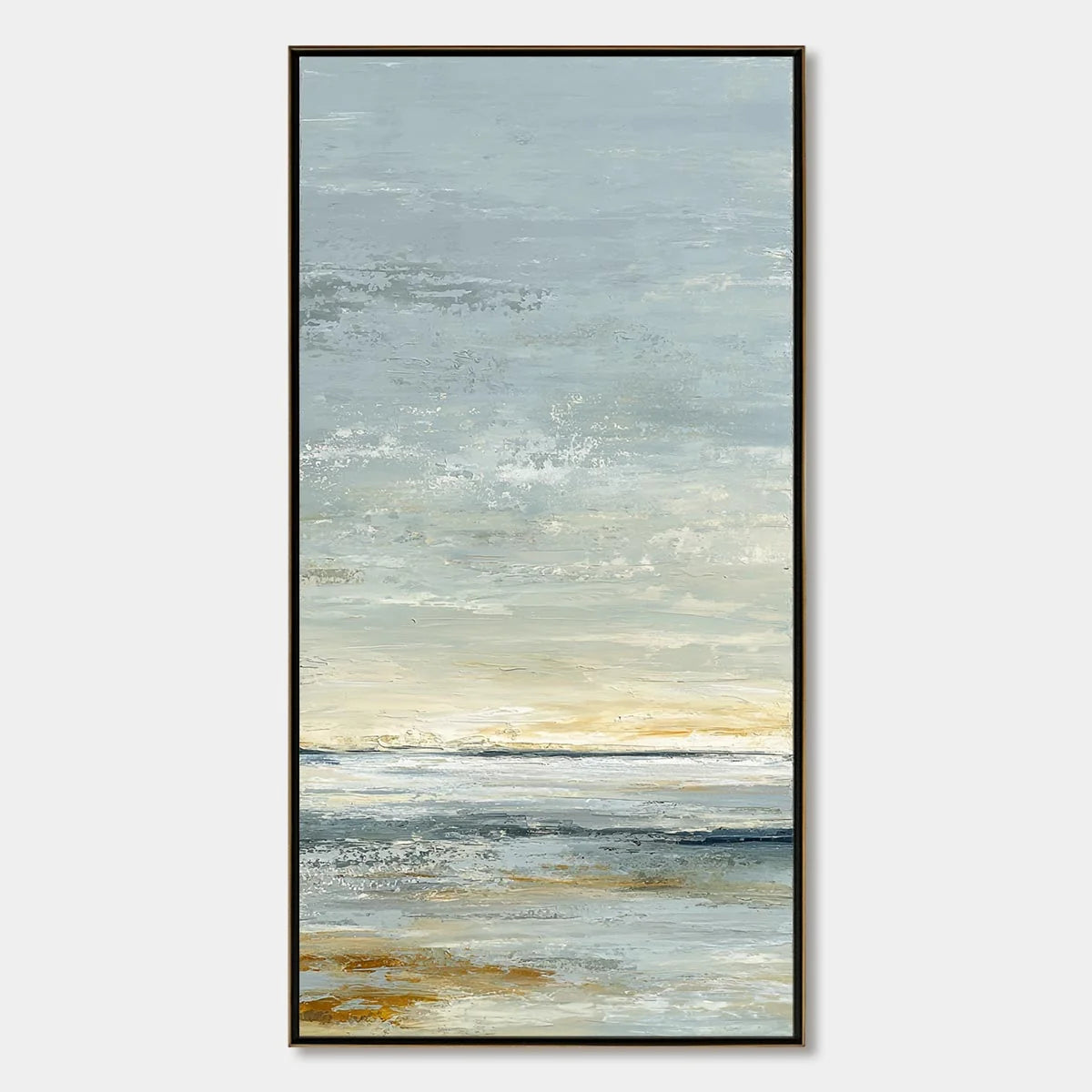 QUIET HORIZON: Textured Minimalist Wabi Sabi Seascape | hanging in living room, Minimalist wall art