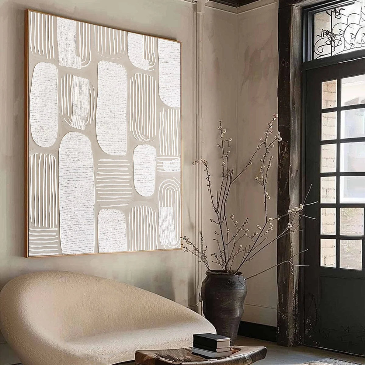 QUIET RHYTHMS: Textured Wabi Sabi Abstract Painting in Neutral Tones | multi-color palette, original oil on stretched canvas art