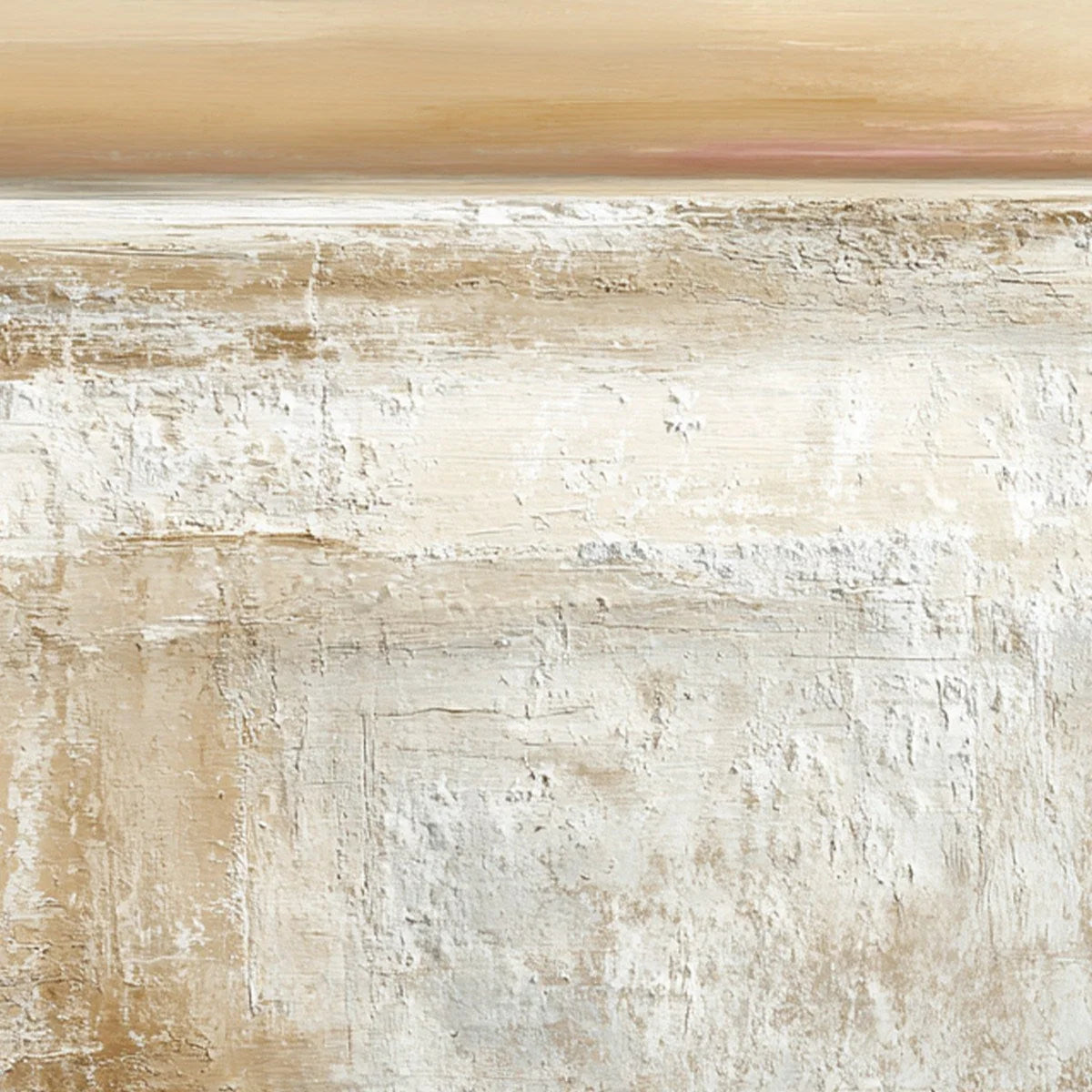 QUIET SHORE: Textured Wabi Sabi Minimalist Beach Painting | rectangular format, hand-painted canvas edge