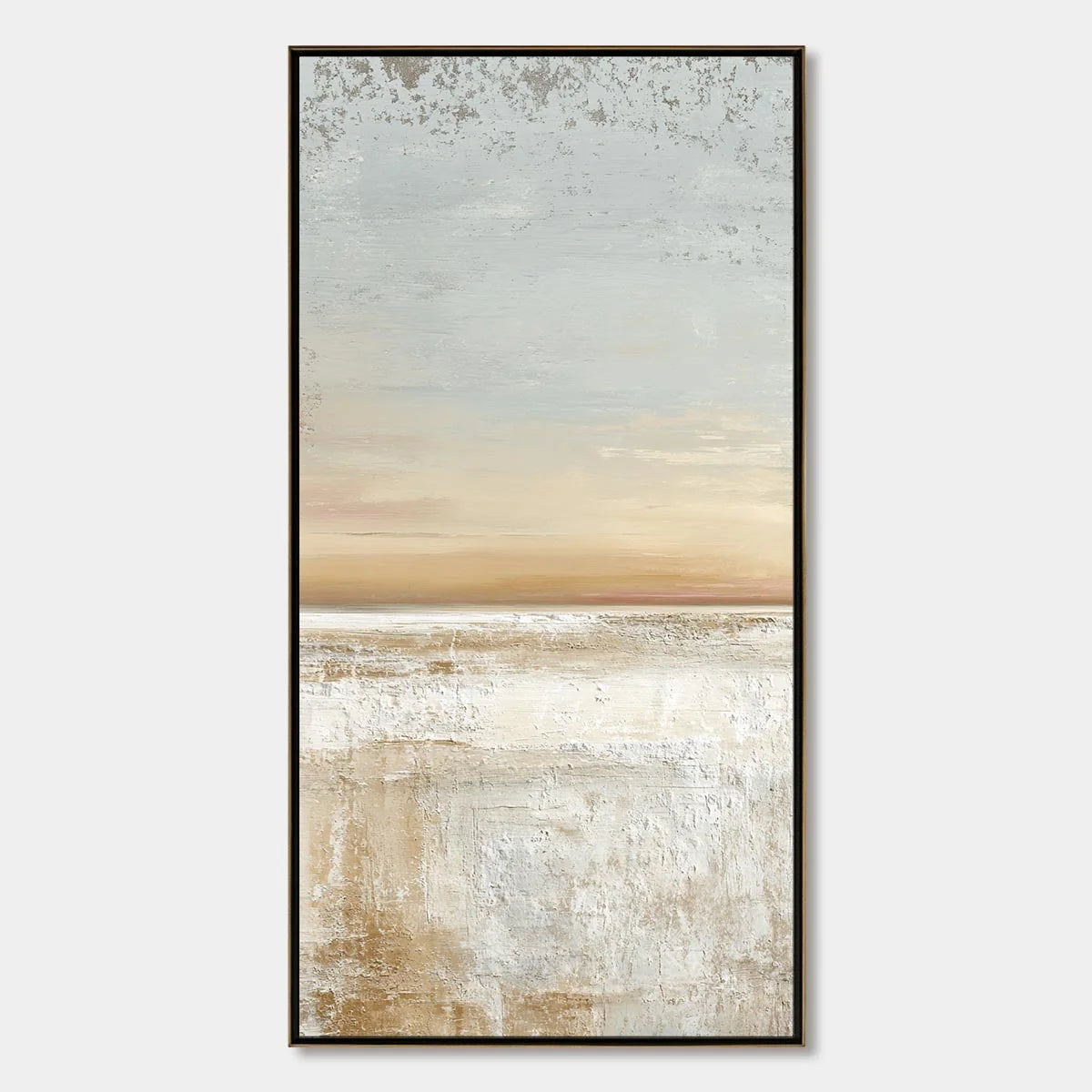 QUIET SHORE: Textured Wabi Sabi Minimalist Beach Painting | hanging in living room, Minimalist wall art