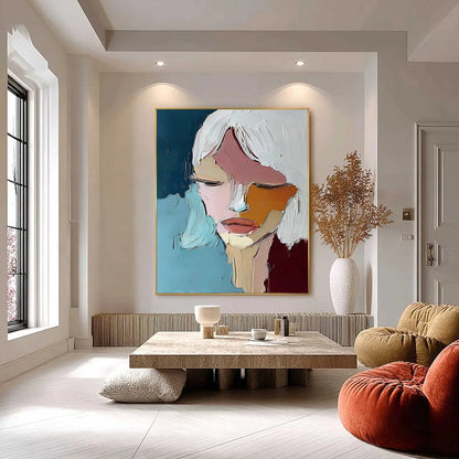 QUIETUDE: Textured Abstract Portrait Palette Knife Oil Painting | Abstract closeup, raised brushwork detail