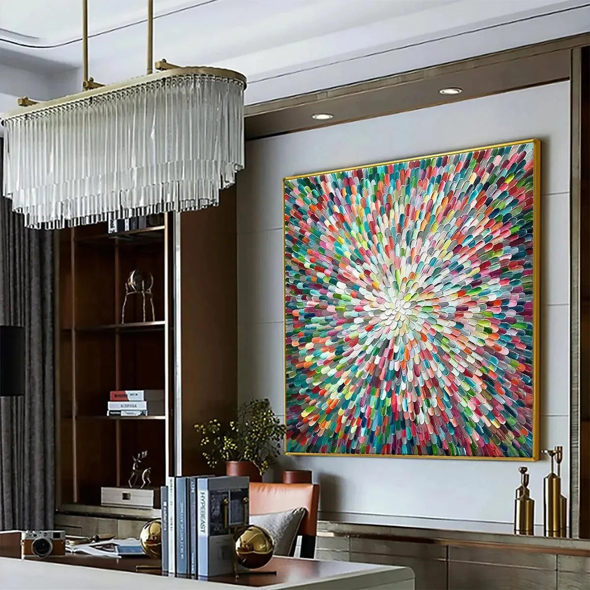 RADIANT BLOOM: Colorful Abstract Impasto Oil Painting | rolled canvas, ready for custom framing