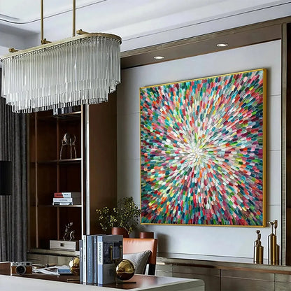 RADIANT BLOOM: Colorful Abstract Impasto Oil Painting | rolled canvas, ready for custom framing
