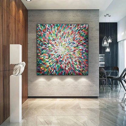 RADIANT BLOOM: Colorful Abstract Impasto Oil Painting | Abstract mood, soft natural light studio shot