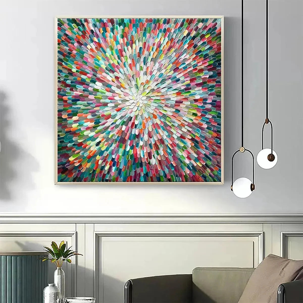 RADIANT BLOOM: Colorful Abstract Impasto Oil Painting | multi-color palette, original oil on stretched canvas art