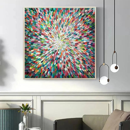 RADIANT BLOOM: Colorful Abstract Impasto Oil Painting | multi-color palette, original oil on stretched canvas art
