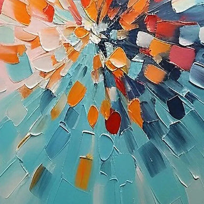 RADIANT BURST: Textured Abstract Impasto Painting, Vertical Wall Art | rectangular format, hand-painted canvas edge