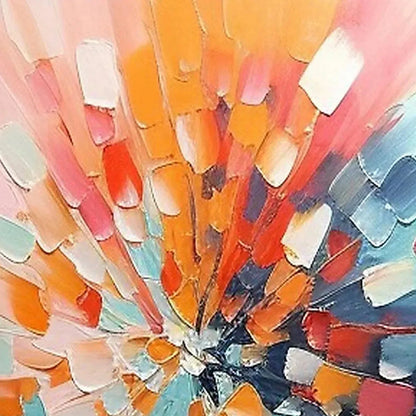 RADIANT BURST: Textured Abstract Impasto Painting, Vertical Wall Art | rolled canvas, ready for custom framing
