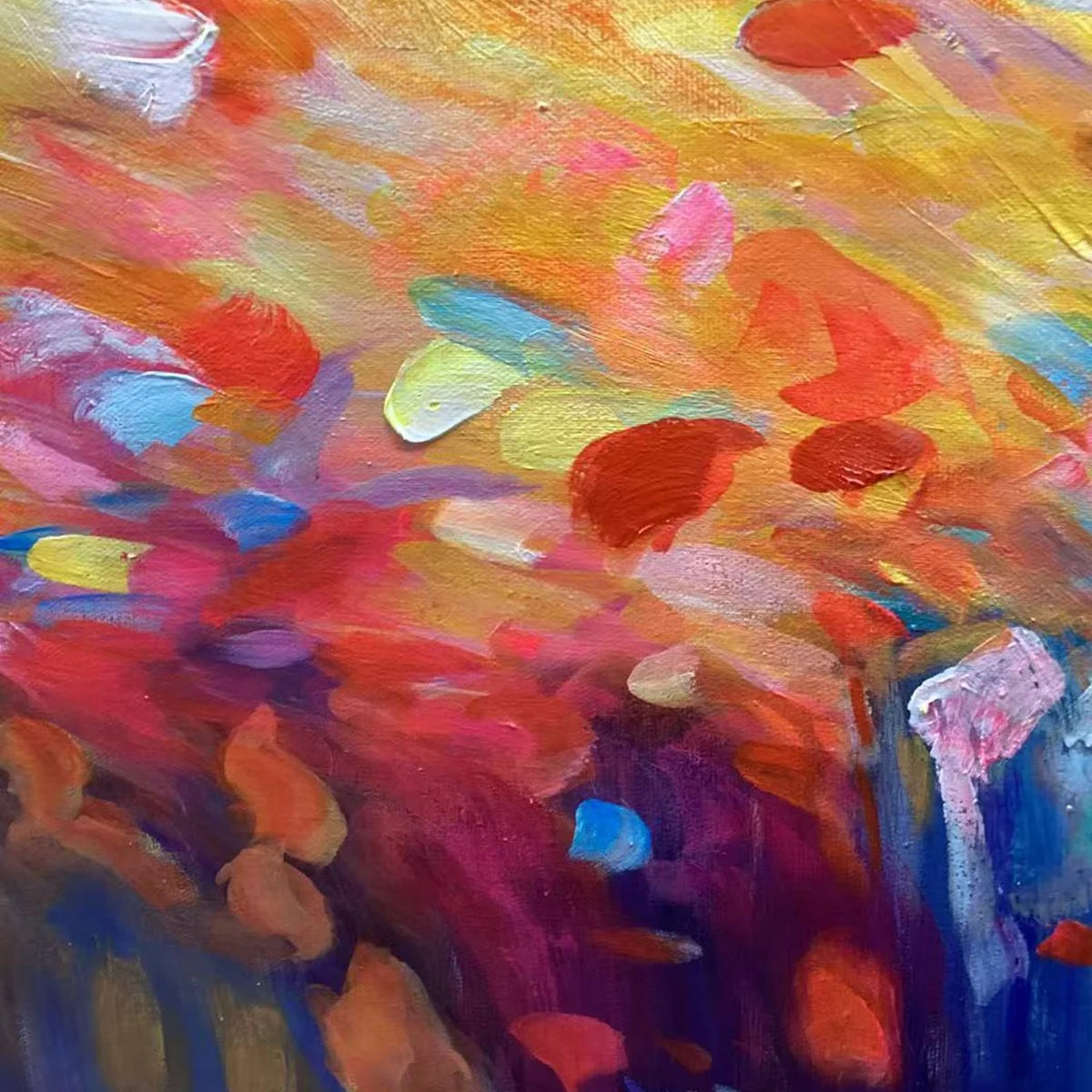 RADIANT DAWN: Abstract Oil Painting | rectangular format, hand-painted canvas edge