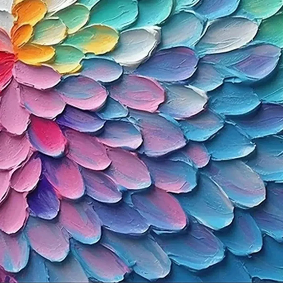 RAINBOW BURST: Textured Abstract Painting in Rainbow Colors | rectangular format, hand-painted canvas edge