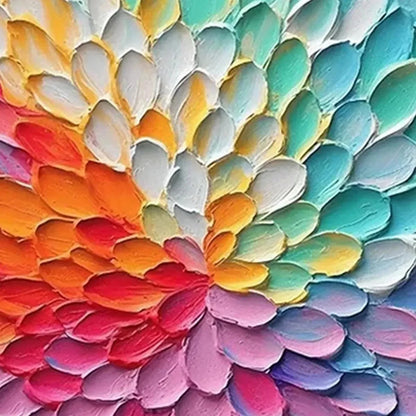 RAINBOW BURST: Textured Abstract Painting in Rainbow Colors | rolled canvas, ready for custom framing