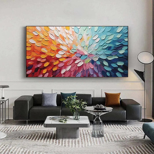 RAINBOW BURST: Textured Abstract Painting in Rainbow Colors