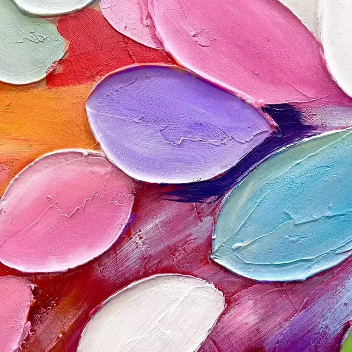RAINBOW BURST: Textured Abstract Painting in Rainbow Colors | rectangular format, hand-painted canvas edge