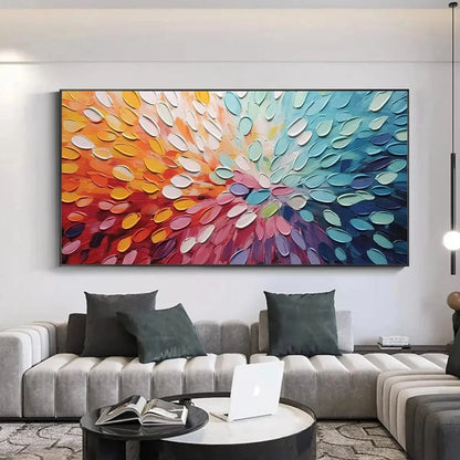 RAINBOW BURST: Textured Abstract Painting in Rainbow Colors | multi-color palette, original oil on stretched canvas art