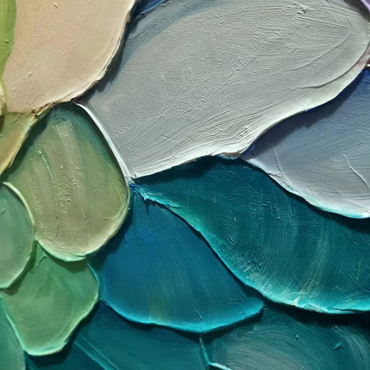 RAINBOW SCALES: Colorful Impasto Abstract Painting | rectangular format, hand-painted canvas edge