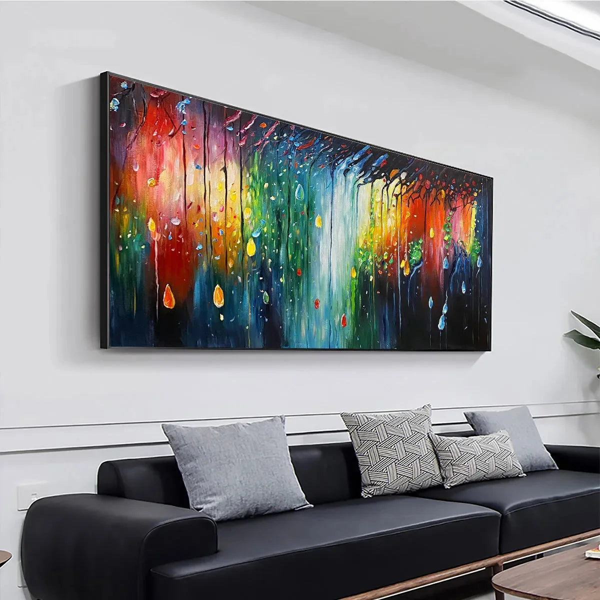 RAINFOREST MELODY: Abstract Painting, Colorful Waterfall, Living Room, Dining Room, Office | Figurative mood, soft natural light studio shot